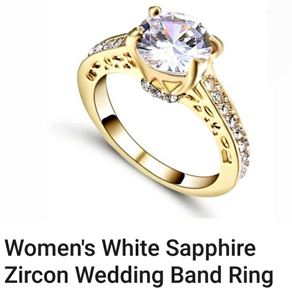 Gorgeous 18kgp ring w CZ Diamond - Picture 2 of 6